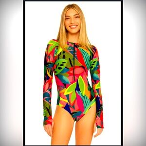NWT Trina Turk Women's Rainforest Open Back Paddle Suit
